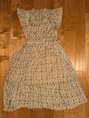 Moon River Nordstrom Maxi Sleeveless Brown Beige Neutral Boho Flutter Dress